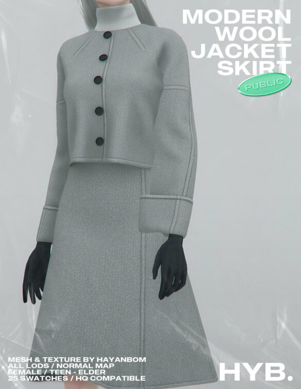 Sims 4 MODERN WOOL JACKET & SKIRT at Hayanbom