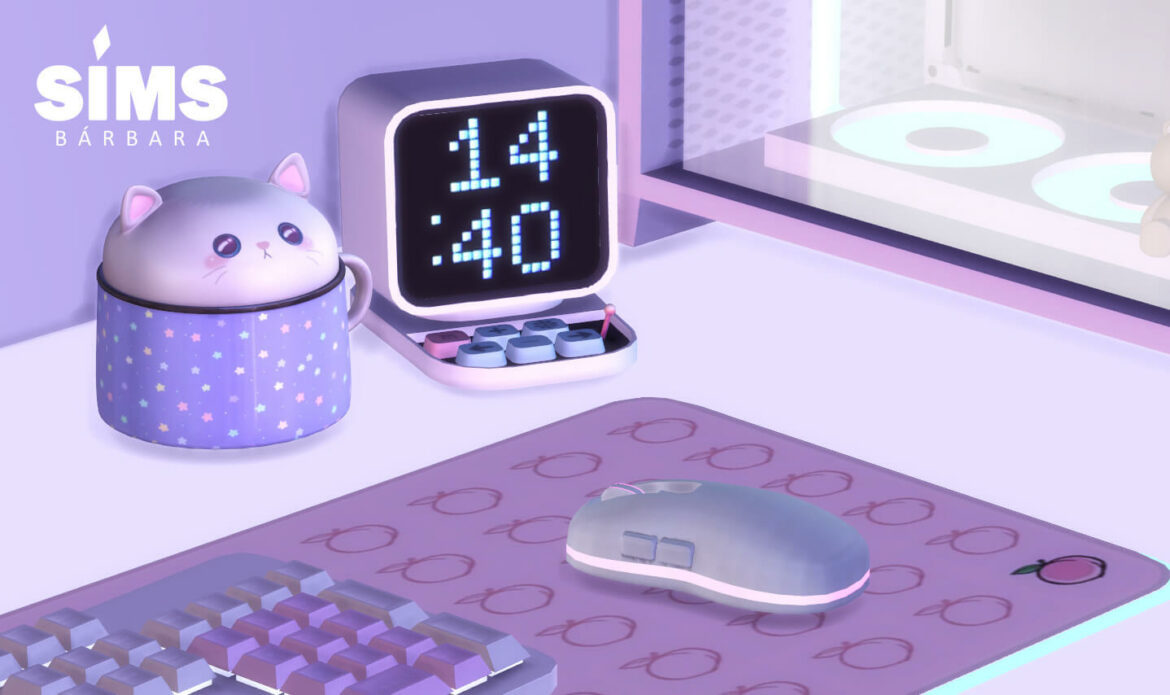 Sims 4 neon cute large mouse pad