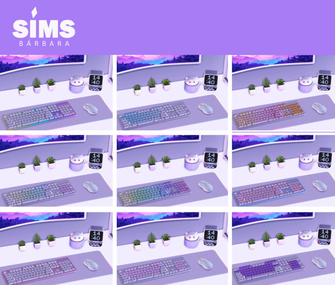 Sims 4 neon keyboard cute pastel keycaps