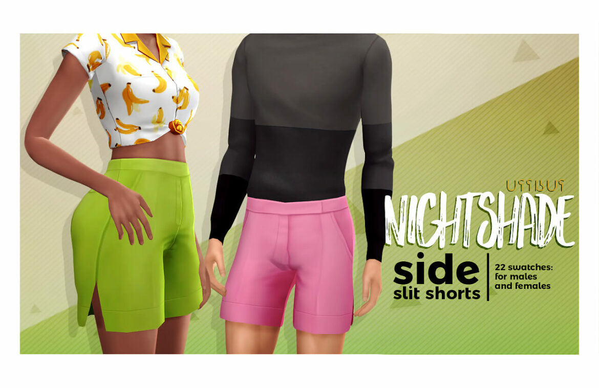 Sims 4 nightshade side slit shorts