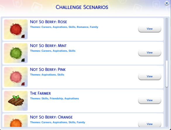 Sims 4 Not So Berry Challenge Scenarios