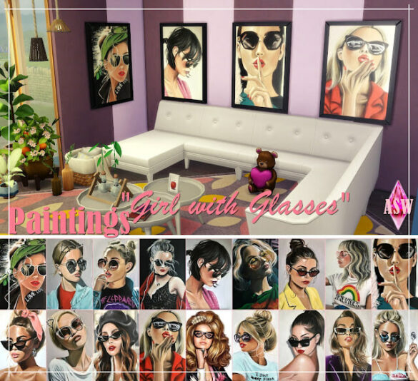 Paintings Girl with Glasses at Annett’s Sims 4 Welt