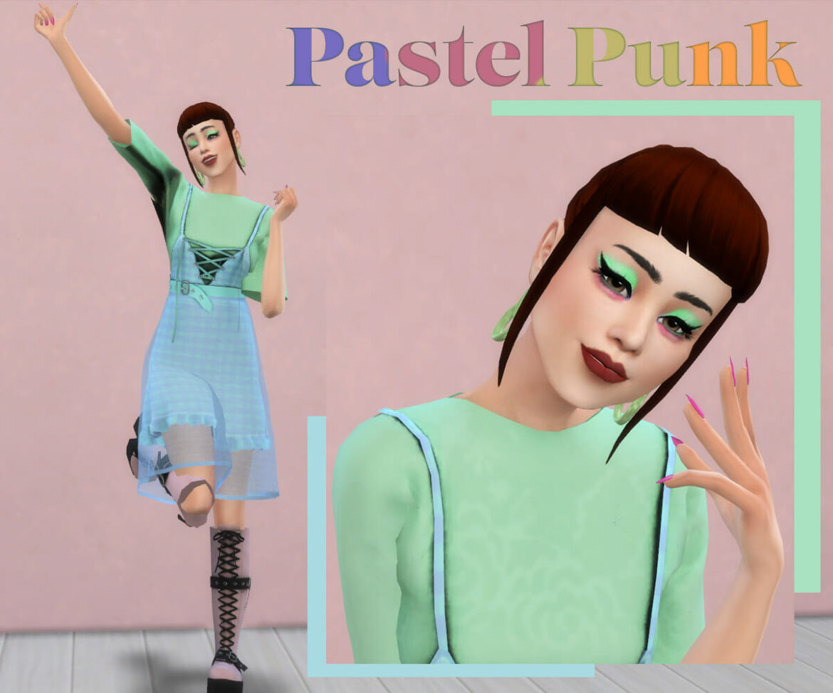 Sims 4 pastel punk lookbook hair skin eyeshadow