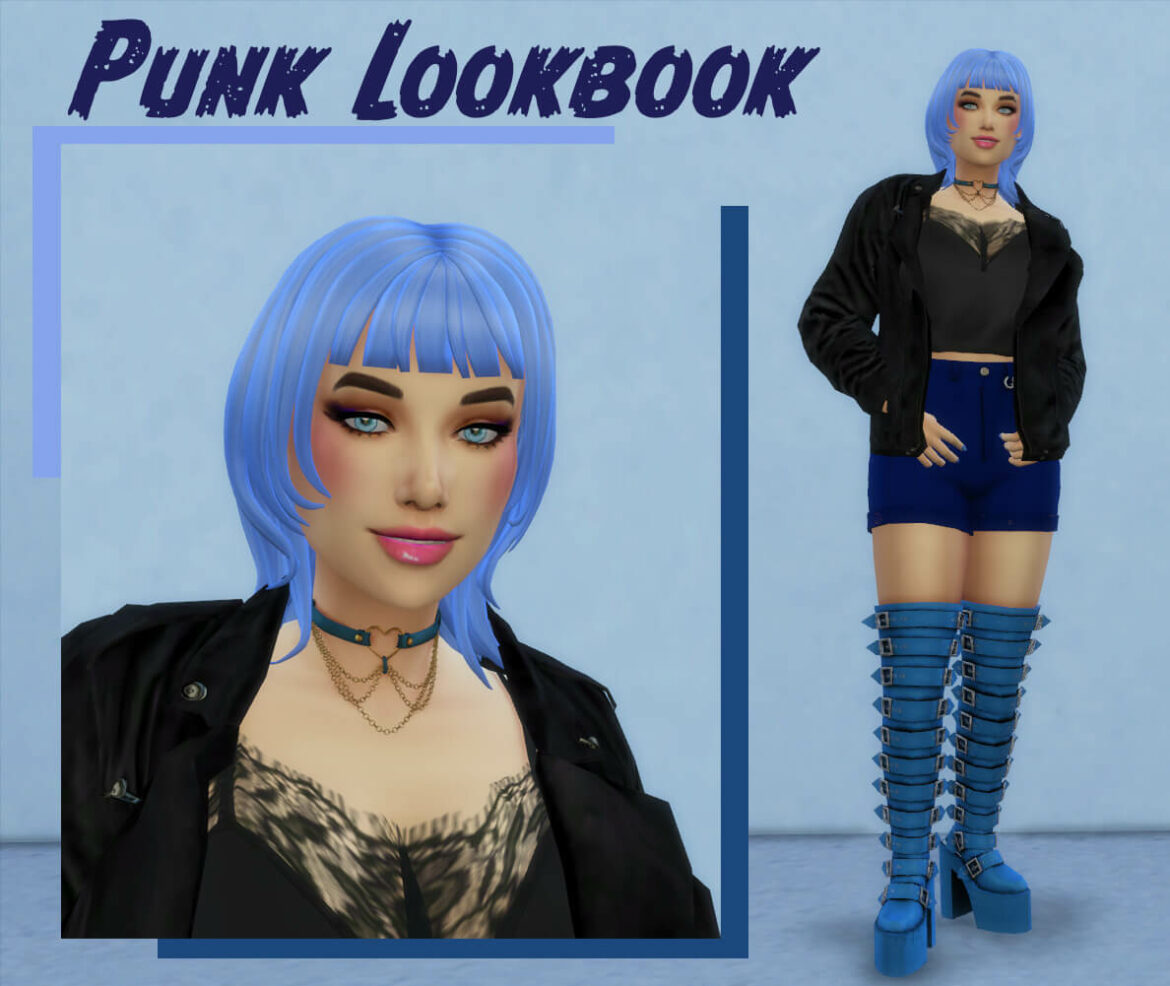 Sims 4 punk lookbook female hair lashes eyes
