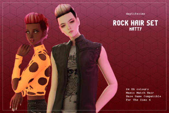 Sims 4 ROCK HAIR SET – Matty by Daylife Sims
