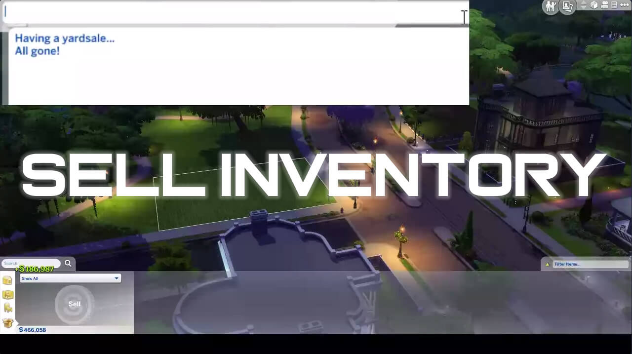 SELLS YOUR HOUSEHOLD INVENTORY WITH ONE COMMAND The Sims Game