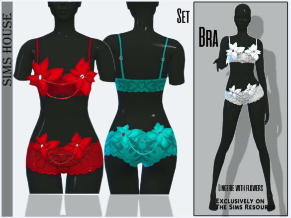 Set Lingerie with flowers Bra by Sims House