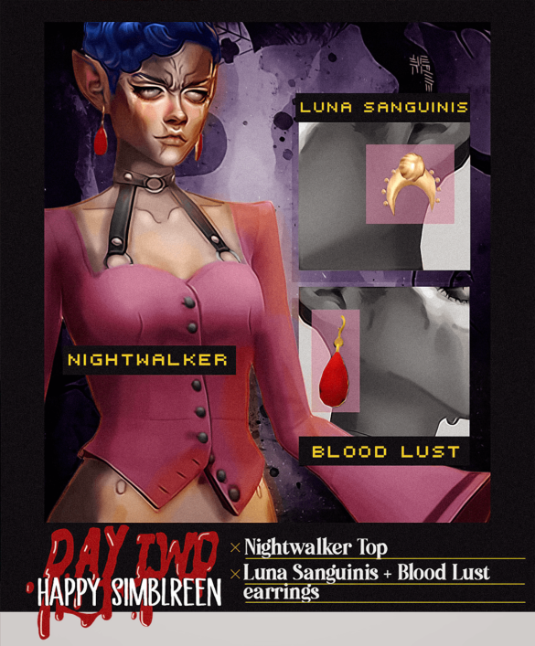 Sims 4 simblreen 2019 day two a top and 2 earrings