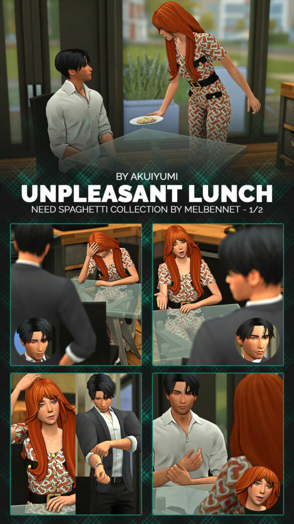 Sims 4 unpleasant lunch poses 10 couple poses