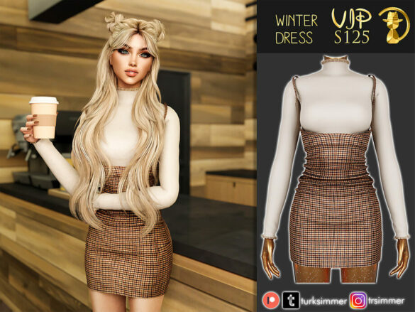 Sims 4 Winter Dress S125 by turksimmer at TSR