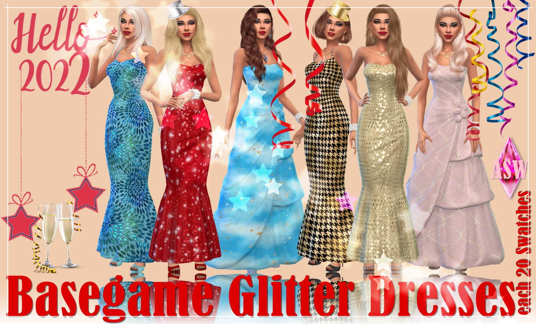Basegame Glitter Dresses At Annetts Welt The Sims Game