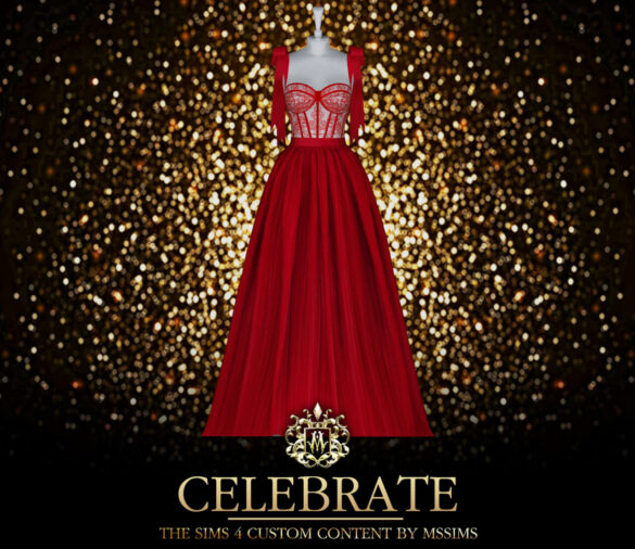 Sims 4 CELEBRATE GOWN by MSSIMS