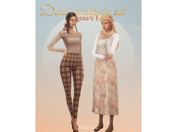 Sims 4 Dark academia clothing set ✰*• Part 1 by Miiko