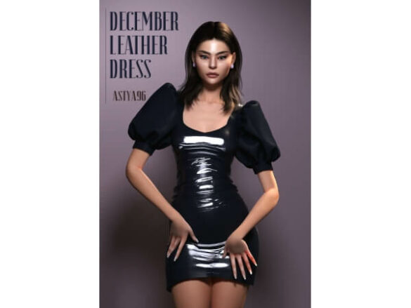 Sims 4 December Leather Dress by astya96