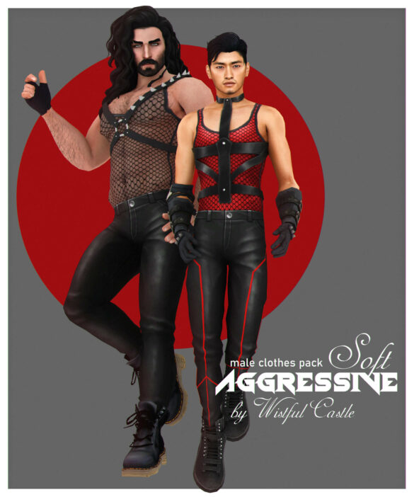 Sims 4 soft aggressive top base game compatible male
