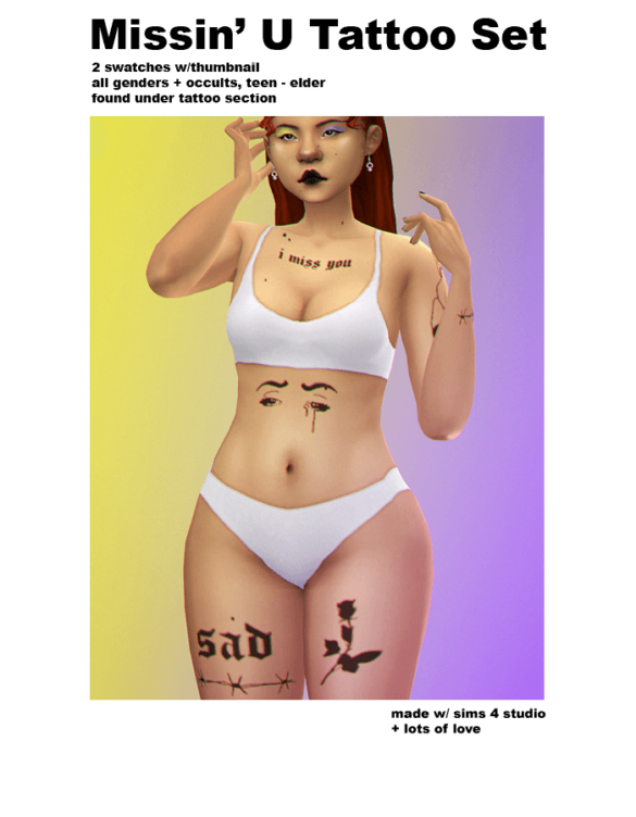 The Sims 4 a lil tattoo set for your emo sims