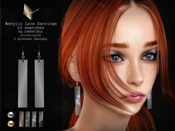 The Sims 4 Acrylic Lace Earrings by AurumMusik