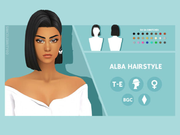 The Sims 4 Alba Hairstyle by simcelebrity00