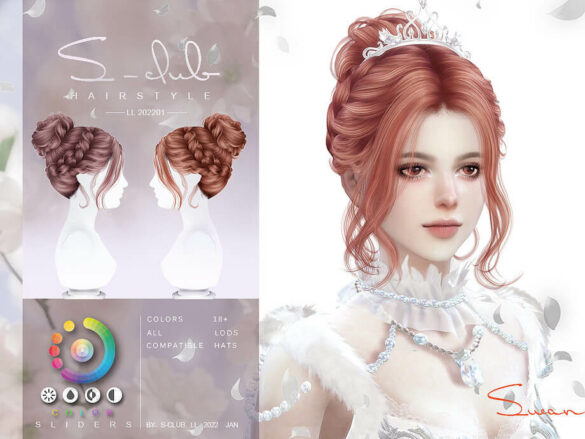 The Sims 4 Ballet plate hair (swan) by S-Club