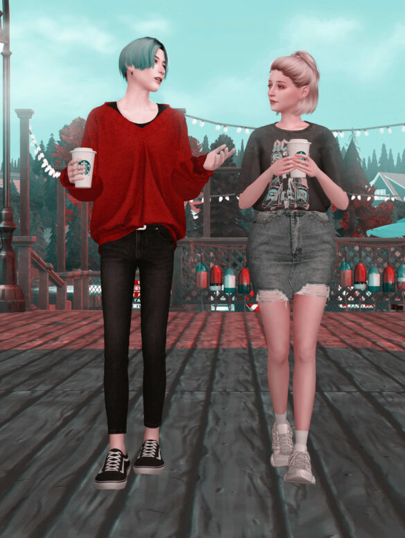 The Sims 4 coffee poses