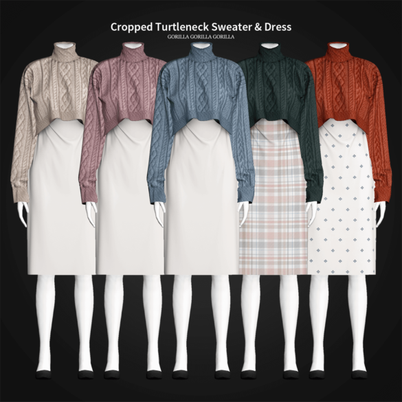 The Sims 4 cropped turtleneck sweater dress