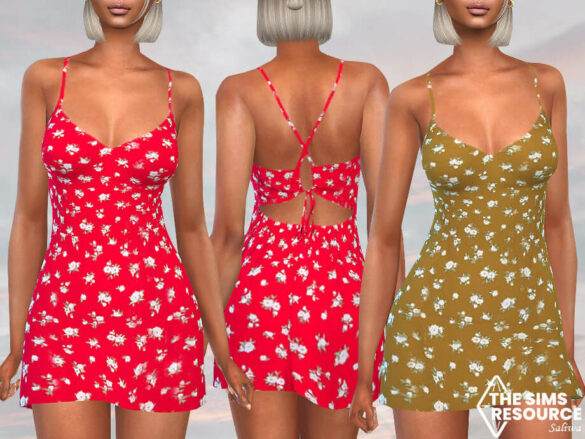 The Sims 4 Cross Back Floral Dresses by Saliwa
