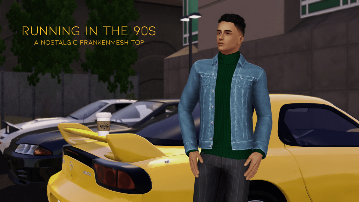 The Sims 4 denim jacket and turtleneck sweater