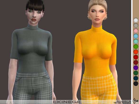 The Sims 4 Half Sleeve Ribbed Top by ekinege