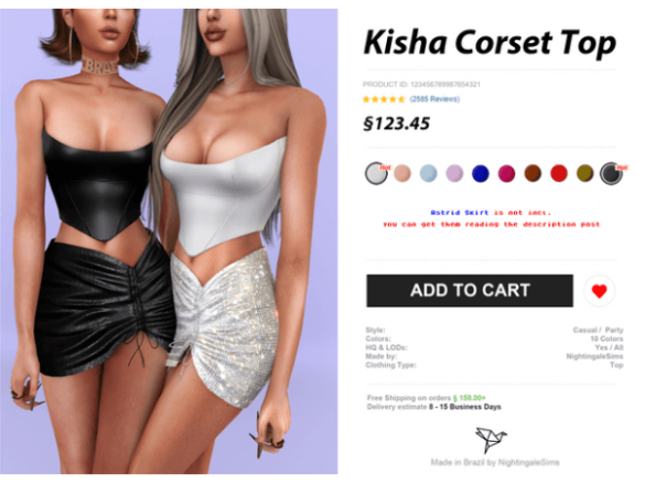 The Sims 4 Kisha Corset Top by Nightingale Sims
