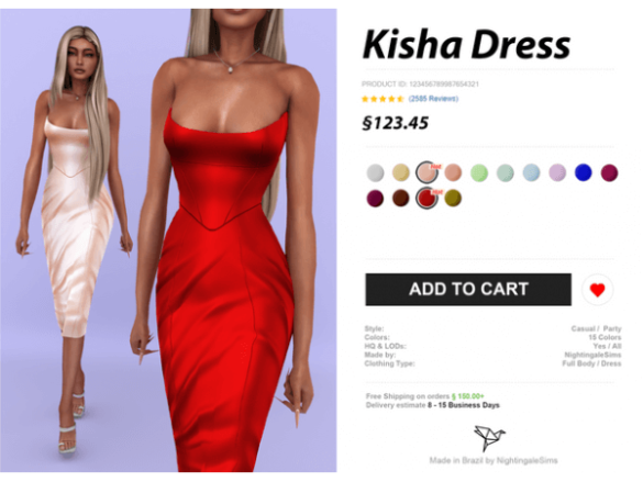 The Sims 4 Kisha Dress by Nightingale Sims