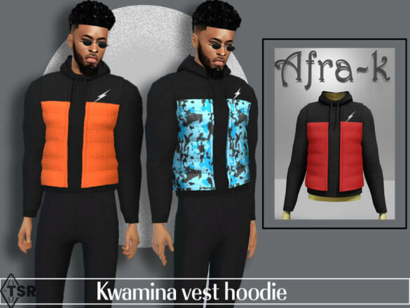 The Sims 4 Kwamina vest hoodie by akaysims