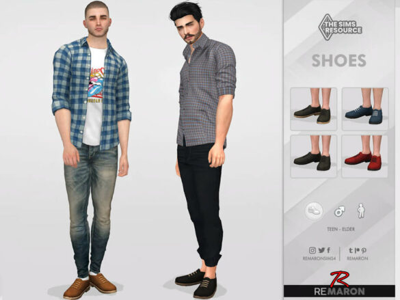 The Sims 4 Leather Shoes for male by remaron