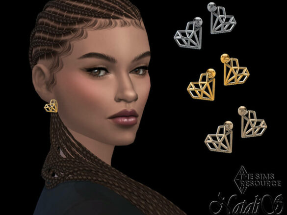 The Sims 4 Origami heart stud earrings by NataliS