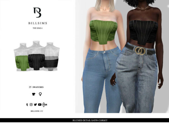 The Sims 4 Ruched Detail Satin Corset by Bill Sims