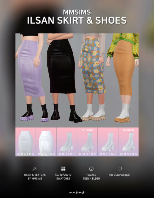 The Sims 4 s4cc mmsims ilsan skirt shoes set