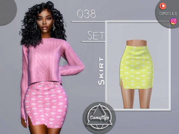 The Sims 4 SET 038 – Flower Skirt by Camuflaje
