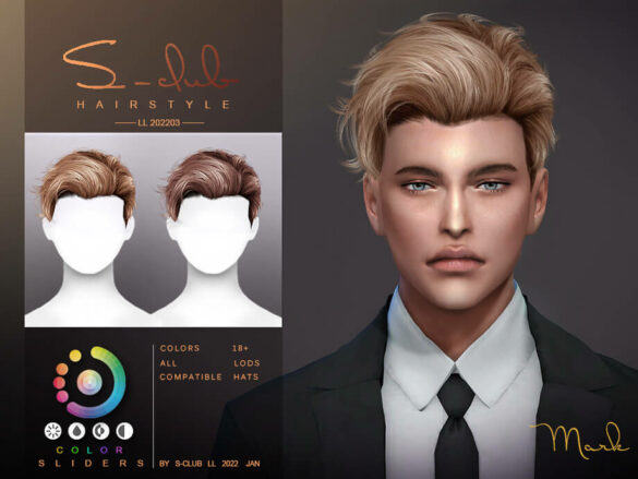The Sims 4 Short wavy hair (Mark) by S-Club