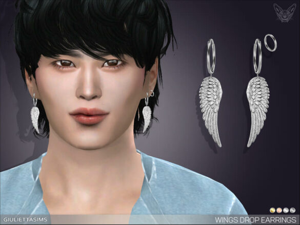The Sims 4 Wings Drop Earrings For Men by feyona