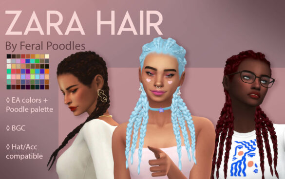 zara hair ts4 maxis match cc some long braids