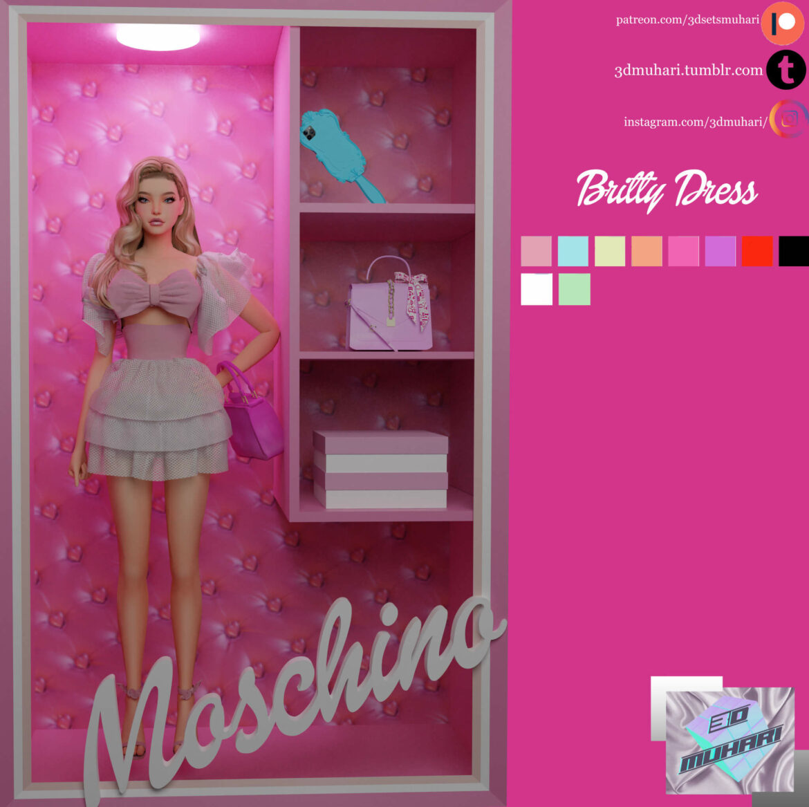 The Sims 4 3dmuhari barbie x moschino collection 100