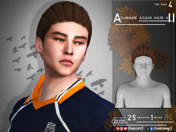 The Sims 4 Azumane Asahi Hair v II by Mazero5