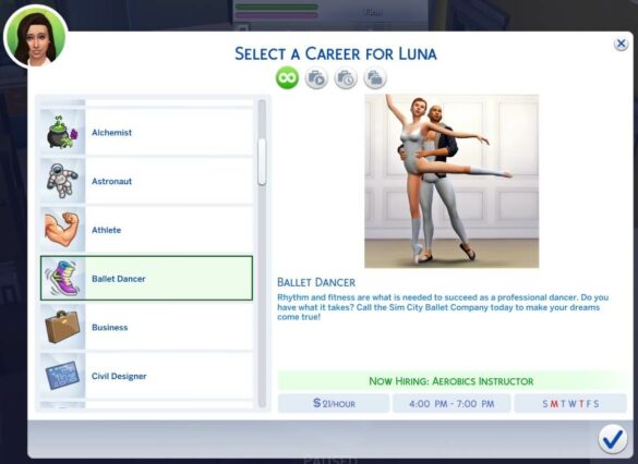 The Sims 4 Ballet Dancer Career