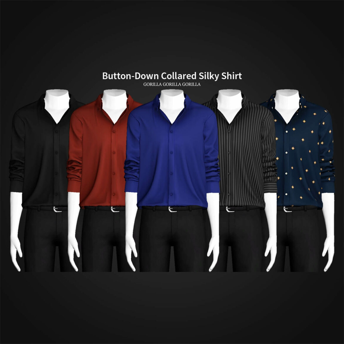 The Sims 4 Button-Down Collared Silky Shirt at Gorilla