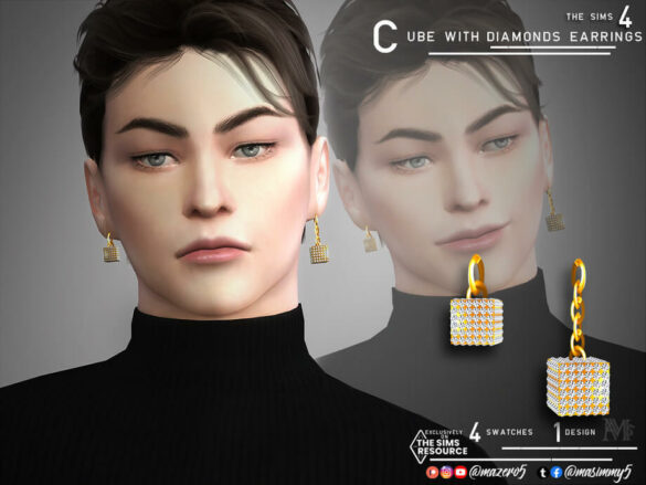 The Sims 4 Cube with Diamonds Earrings by Mazero5