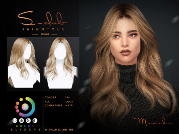 The Sims 4 Curly long hairstyle by S-CLUB