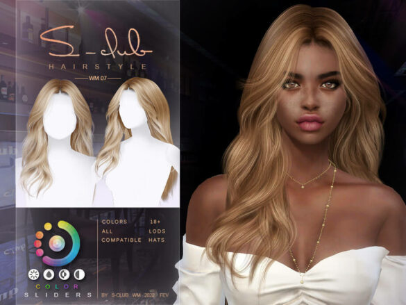 The Sims 4 Curly long hairstyle (MONIKA II) by S-CLUB