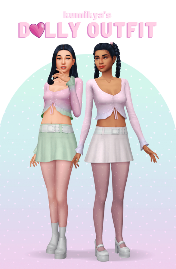 dolly outfit – dolly top – skirt – dolly tights