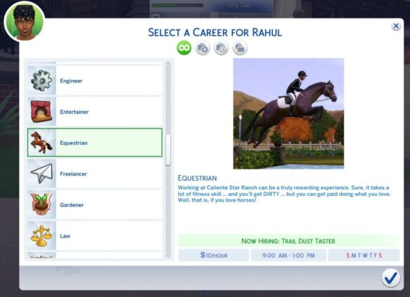 The Sims 4 Equestrian Career