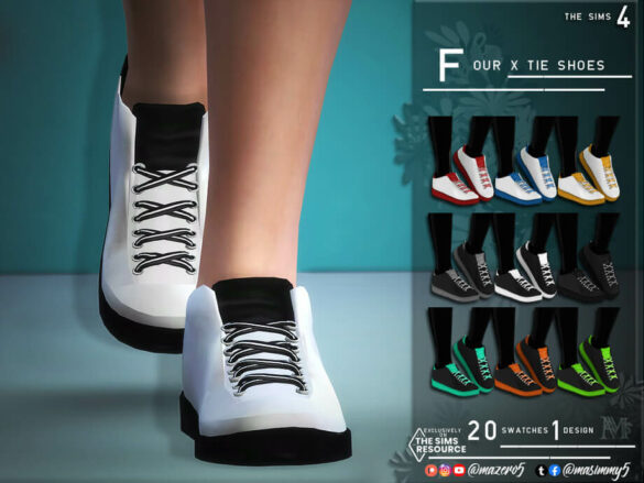 The Sims 4 Four X Tie Shoes by Mazero5 from TSR