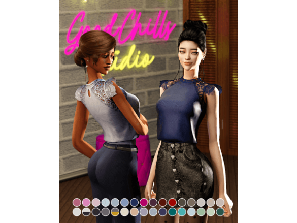 GCS Top Jan22 Blouse Lace Yoke